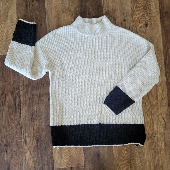 Cynthia Rowley Women's M Mock Neck Colorblock Long Sleeved Sweater Soft Comfy - Picture 1 of 11